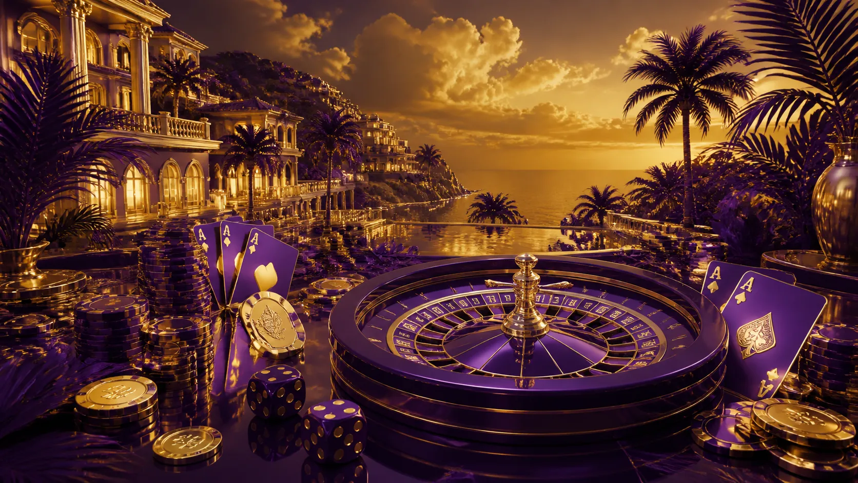 Cyberpunk neon aesthetics with a glowing roulette wheel against a dark background for a luxury online casino theme.